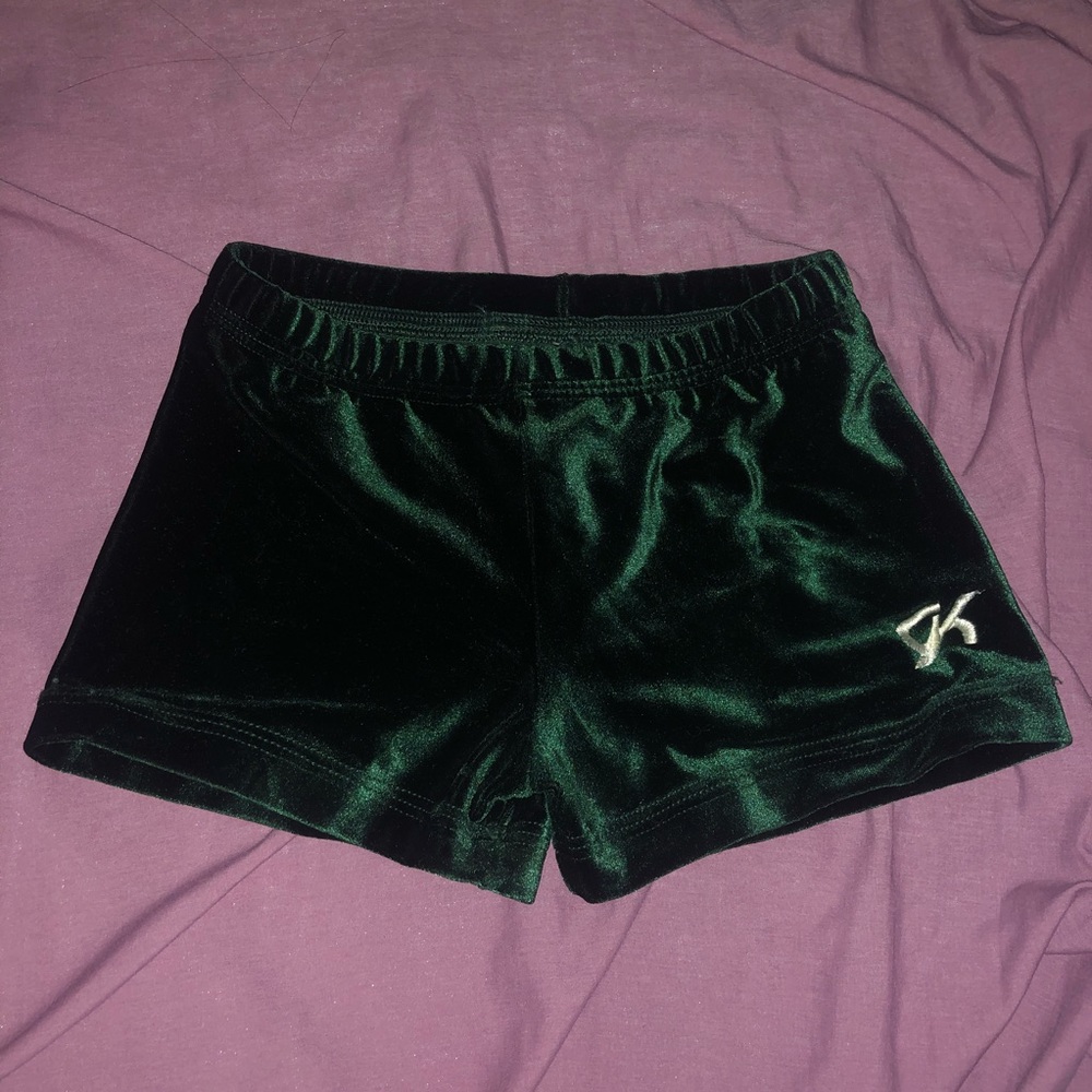Green velvet gymnastics gk shorts
